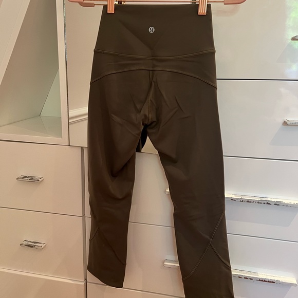 3/4 length Lululemon leggings in khaki - Picture 2 of 4